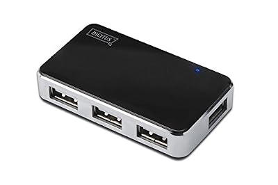 DIGITUS USB 2.0 Mini Hub, 4-Port, noir et argent DA-70220