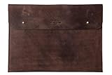 Handgefertigte Laptoptasche für's Leben - Echtes pflanzlich gegerbtes Premium Leder, ein edler Knopfverschluss und ein gepolstertes Interieur aus 100% Baumwolle - 25 x 36,5 x 1 cm - Maßgeschnitten für das Apple Macbook 13