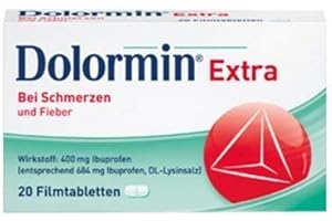 DOCLOGE 3x20 Filmtabletten Dolormin extra. Bei leichten bis mäßig starken Schmerzen und bei Fieber. Enthält den Wirkstoff Ibuprofen und den Wirkbeschleuniger Lysin.