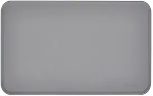 AmazonBasics Silicone Waterproof Pet Food Mat - 18.5 x 11.5-inch, Grey