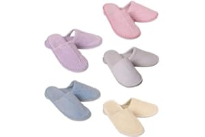 FIYSON Hotelslipper 5 Paar Bunt Hausschuhe Set ,Einweg Universalgröße Hochwertig Waschbar Antirutsch Korallenvlies Hotel Badeslipper Für Party Gast Pantoffel