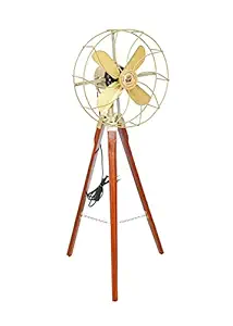 Nautical Antique Pedestal Fan with Wooden Stand (Multicolour) Home & Living Room Decor ~ Gift item