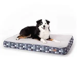 K&H PET PRODUCTS Superior Orthopedic Dog Bed Gray/Paw Medium 30 X 40 X 4 Inches