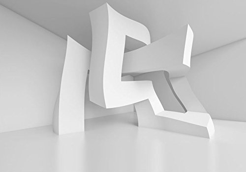 FOTOTAPETE 400×280 cm – VLIES TAPETE PREMIUM – PROFI QUALITÄT – Top moderne Wanddeko – Riesen Wandbild – Top Design Tapete – Neue exklusive Edition mit noch besser Druckauflösung – Deutsches Premium Vlies – weiß 3D Abstrakt optisch a-B-0040-a-a - 3