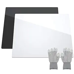 NIUBEE Acrylic Reflective Display Board for Photo Background Shooting Tables (12x12 Inch, Black + White)