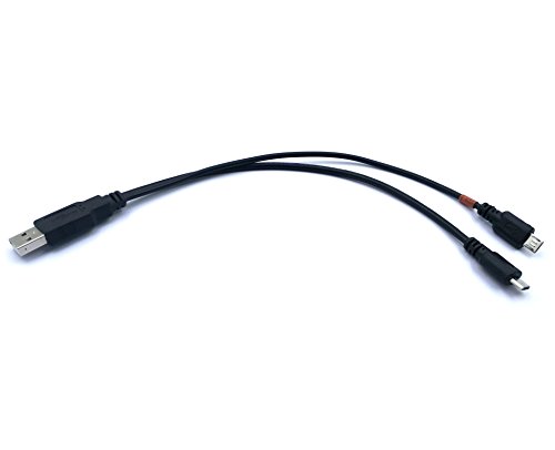 maxhood 28 cm/11 in USB 2.0 zu Micro-USB-Splitter-Kabel, USB 2.0 A männlich auf 2 doppelt Micro USB B männlich High Speed Aufladen und Daten Sync Kabel (nur eine Seite für Daten Sync) - 4