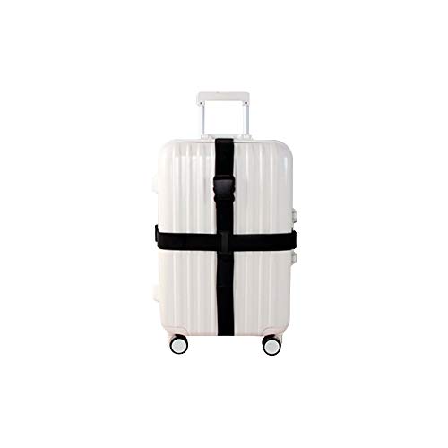 Correa Cruzada de Seguridad para Equipaje Cinturón para Maletas Mochilas y Bolsos Accesorio Imprescindible para Viajes con Cierre de Plástico ABS Ultraresistente - 1 Unidad - Color Negro