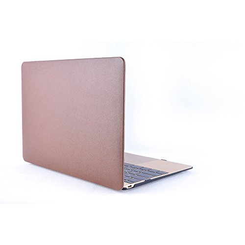 Macbook 12 Retina Hülle Case Tastaturschutzfolie Displayschutzfolie 3 in 1 Kit, TECOOL [Ultra Dünn Serien] Leder Hartschale Schutzhülle Case für MacBook 12 Zoll mit Retina Display Modell: A1534 – Braun - 2