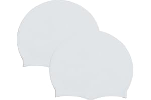 TEEGXDDY 2 PCS Bonnet de Bain en Silicone Unisexe Classic Silicone Bonnet de Piscine(Blanc)