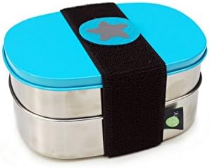 do dotty Double Box Non-Toxic Stainless Steel Lunch Box (16.5 x 12 x 7.5 cm) a Tin with and without A Separator + Velcro Motif for Personalisation for School or Nursery
