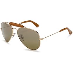 Ray-Ban Aviator Craft Gafas de sol, Aviador, Polarizadas, 58, Arista/Light Brown Leather