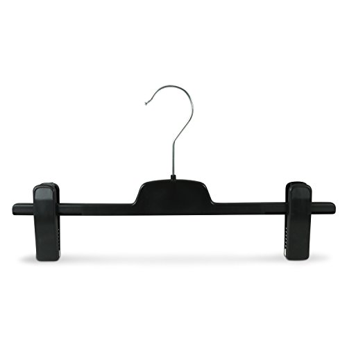 Kunststoff Kleiderbügel mit Clips ca. 36 cm, schwarz, 10 Stück, Hosenkleiderbügel mit Klammern - 2