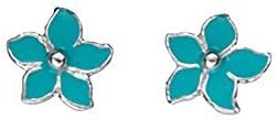 Unique Wishlist Sterling Silver Blue Flower Stud Earrings *bas/A826T