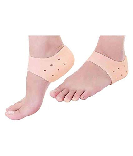 KeepSake Silicone Gel Heel Pad Socks for Pain Relief for Men and Women (Beige, Free Size) - 1 Pair