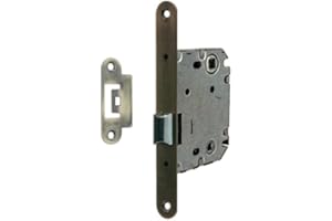 AZERODESIGN-Picaporte puerta interior-Cerradura Puerta Interior-Picaporte Reversible-165x20mm-Pestillo Desplazado 70mm-Canto Redondo-Acabado Bronce- Material Hierro