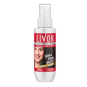 Livon Heat Protect Serum for Women & Men|Protection Upto 250?C & 2X Less Hair Breakage| with Heat Activated Proteins | 100 ml