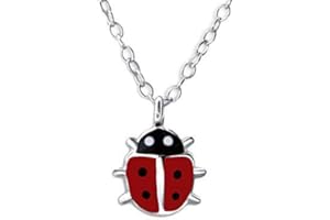LES PLAISIRS DE STELLA Collier Enfant en Argent 925/000 Rhodié et Epoxy - Coccinelle - Rouge
