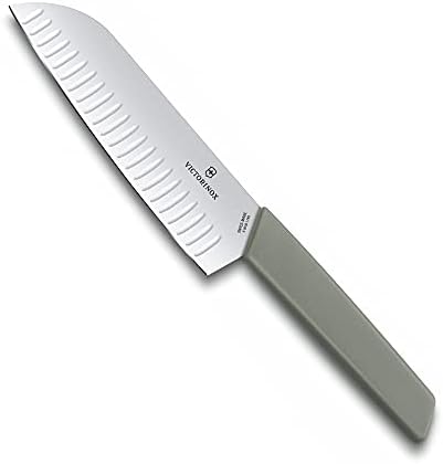 Victorinox, Swiss Modern, Coltello Santoku professionale, lama extra affilata, 17 cm, acciaio inossidabile, verde oliva