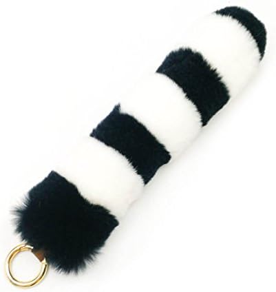 Rex Rabbit Tail Tail Pendant Fox Squirrel Tattoo Tail Jewelry Tail Pendant cosplay Toy Key Ring Tote Bag Backpack Accessories Charm Charm Handmade Fur Toy (Black)
