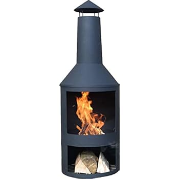 Terrassen-Kamin aus Stahl Ø 45 x 120 cm Terrassenofen Gartenkamin