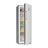  Klarstein Iceblokk • 4-Sterne Hybrid Gefrierschrank • auch als Kühlschrank nutzbar • 227 Liter • Total NoFrost Technik • 7 Fächer • Touchdisplay • Edelstahl-Optik • freistehend • Silber