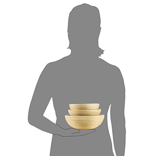 Gärkörbchen Set aus Rattan 3-tlg. Peddigrohr Rund Gärkorb Gärkörbe Brotteig Korb - 4