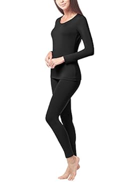 Lapasa Damen Innenfleece Thermounterwäsche Set - LEICHT & WARM - Thermounterhemden + Thermo-Unterhosen Ski Snowboard...