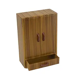 Spillbox Miniature Wardrobe Toy for Kids, Store Well Playset for Kids, Cupboard Toy for Kids - Brown