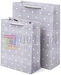 BRAND NEW - Pack of 10 Fabulous Retro Polka Dot multi-colour Party Bags with Twisted Handles (Medium, Grey)
