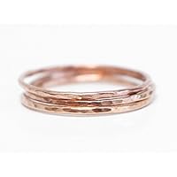 3 Ringe Set RoséGold Filled gehämmert 1mm - Geschenk