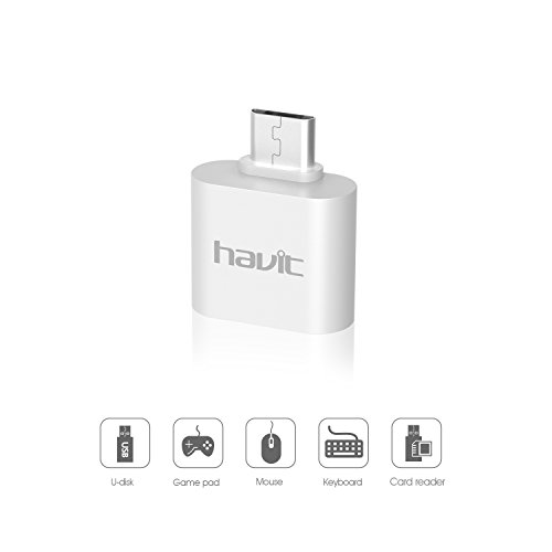 HAVIT Micro USB OTG auf USB Adapter, High-Speed Micro USB male zu USB female Adapter für Android Smartphone / Tablette mit OTG Funktion (Weiß) - 2
