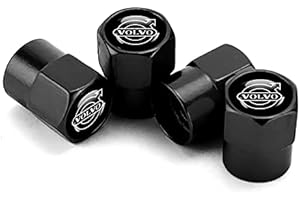 fibhyrtingy 4pcs Car Tire Air Valve Caps- Auto Wheel Tyre Dust Stems Cover with Logo Emblem Waterproof Dust-Proof Universal fit for All Cars (fit V Black)