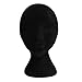 LuckyFine 11' Styrofoam Foam Black Mannequin Head Stand Model Glasses Wig Cap Display