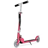 Fascol Trottinette Enfant 2 Roues en Aluminium Pliable Lumineux Roues pour Enfant 3 à 13 Ans, Rose