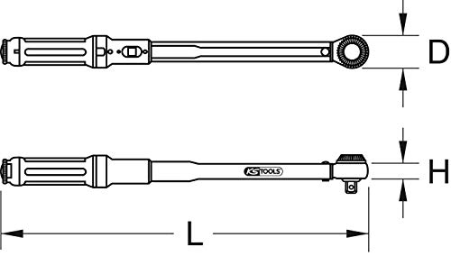 KS Tools 516.1422 Llave dinamométrica, con Cabeza Pulida, 60 Dientes (10-50 NM, 3/8