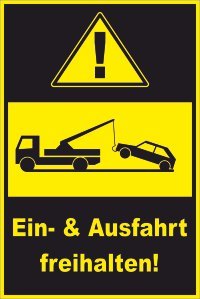 Ausfahrt / Einfahrt freihalten Schild -155s- Tag und Nacht freihalten 29,5cm * 20cm * 2mm, mit 4 Eckenbohrungen (3mm) inkl. 4 Schrauben - 2