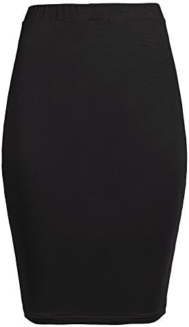 Wearious High Waisted Bodycon Stretch Fitted Long Tube Pencil Skirt (Black 6)