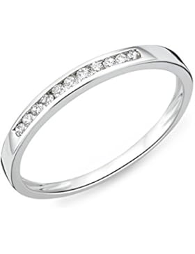 Miore Damen-Ring 9kt Memoire 375 weißgold rhodiniert Diamant (0.1 ct) weiß Rundschliff - MC909WM