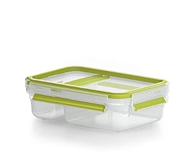 Emsa Boîte à Yaourt et Repas avec Bord Charnière Pratique et Couvercle, Boîte à Yaourt, Volume : 0,6 Litre, Transparent/Vert, Clip & Go, 518103