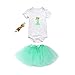 Produktbild Für Baby 1. Geburtstag, saihui Baby Girl Party Outfits Tutu Prinzessin Schleife Strampler + Rock + Stirnband Set, grün