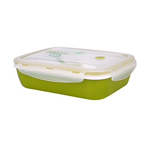 TOPmountain 4 Compartments Mikrowelle Kunststoff Bento Lunch Box Snacks Suppe-Nahrungsmittelbehälter Utensilien Aufbewahrungsbehälter Löffel Schule Büro
