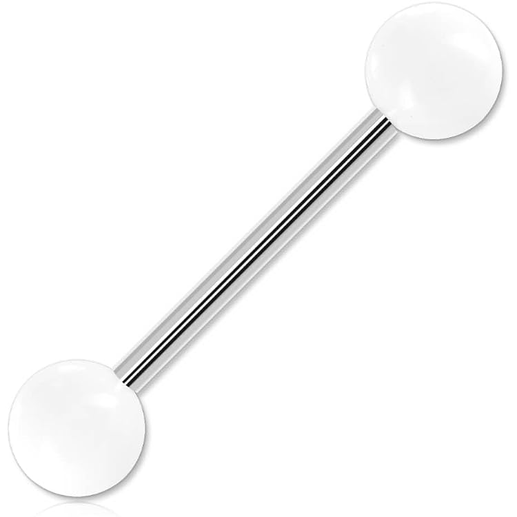 2 Piercings De Langue Noirs En Bioplast Flexible - Longueur 16 Mm, épaisseur 1.6 Mm - Boules Acrylique 6 Mm - Hypoallergénique