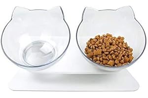 Gxhong Cuenco Doble para Gatos con Soporte Elevado Cuencos para Mascotas Cuencos para Perros, Comederos para Gatos, Tazón de Gato Ortopédico para Gatos y Cachorros