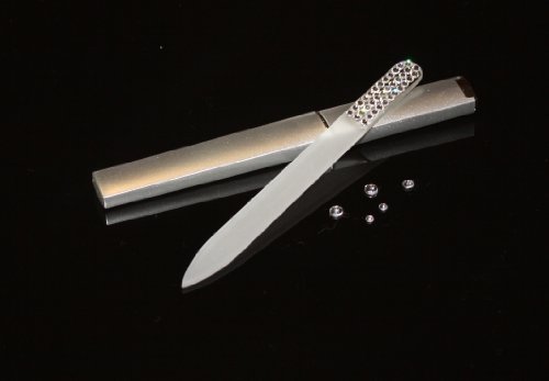 Top Quality Acid Etched Glass Nail File Embellished with Genuine Swarovski Crystal. This BLING Glass Nail File will NEVER wear out. Comes with rigid carry case in gift box