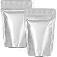 XFXIA 100 Pack Mylar Bags Smell Proof Bags, Foil Ziplock Baggies,Resealable Stand Up Packaging Pouch Bags for Food Storage,Candy,Cookie,Bath Salts (5.51 * 8.66inch, Silver)