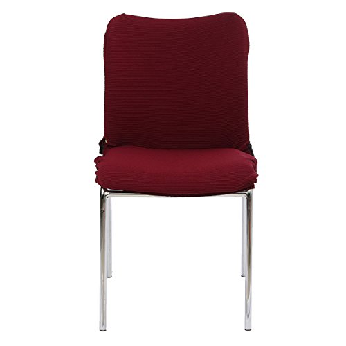 KING DO WAY Polyester-baumwolle Bezug für Bürostuhl – Husse für Bürodrehstuhl,Mode Einfachheit Stuhlhusse/Stretch-Stuhlbezug,Sitz Cover,Removable,waschbar,S Größe Weinrot - 6