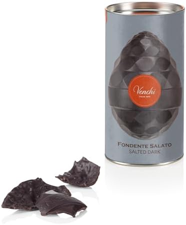 Venchi - Uovo di Cioccolato Fondente Salato, 150 Gr, Gusto Cioccolato Fondente con Granella di Caramello Salato, Senza Glutine, con Sorpresa, Collezione Pasqua Venchi, Idea Regalo