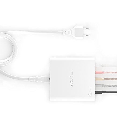 KabelDirekt 5V 8A 40W f  nffach USB Ladeger  t mit IDD Technologie  Intelligente Ger  teerkennung  - volle Kompatibilit  t zu Apple  Samsung  iOS  And
