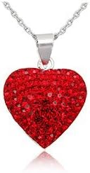 Accessories of Envy 925 Sterling Silver, Crystal Heart Pendant with Silver Necklace - Candy