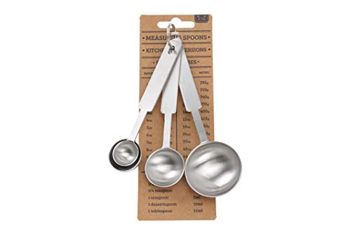 CGB Giftware | Set of 4 Measuring Spoons with Kitchen Conversions Chart | Loft Range | GB00529